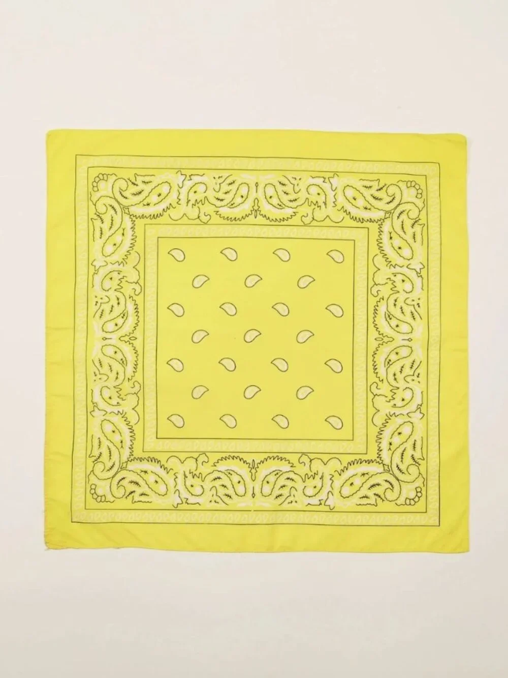 NEON YELLOW PAISLEY BANDANA